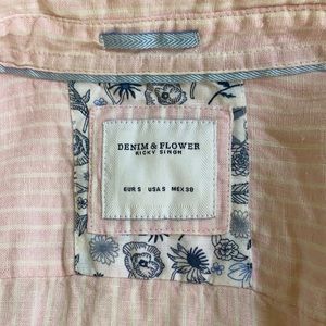 Denim & Flower, Small, Pink With White Stripes.